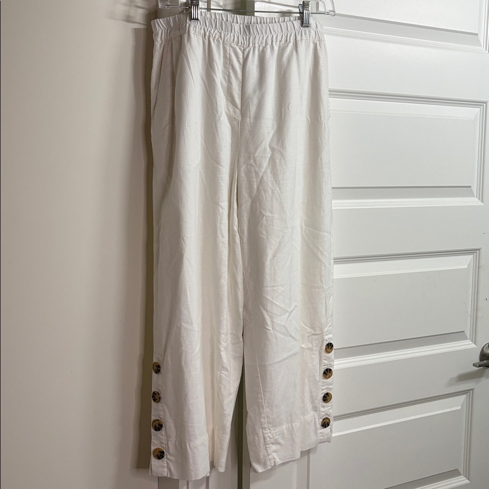 JOHN MARK linen blend wide leg pants size small minimalist lagenlook coastal - Picture 3 of 7